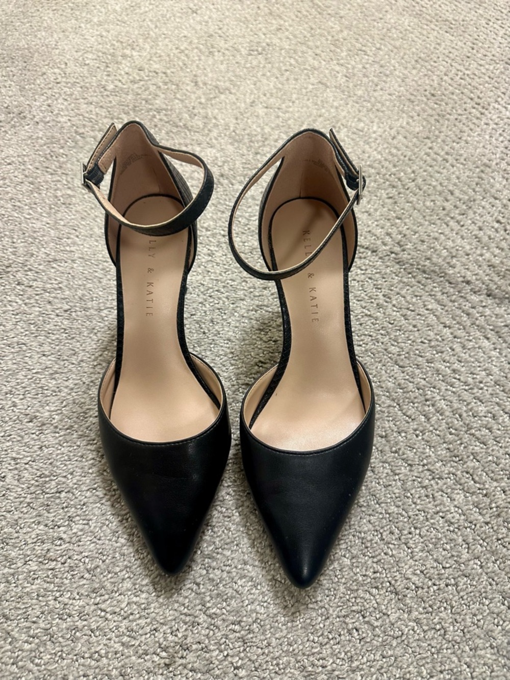 Kelly & Katie Black Pointed Ankle-Strap Pumps - Picture 2 of 7